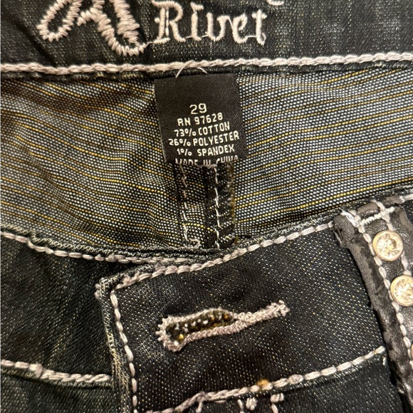 Antique Rivet Dark Blue Women's Flare Jeans - Picture 3 of 6